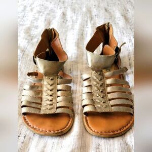 Boc Gold Leather Gladiator Sandals
